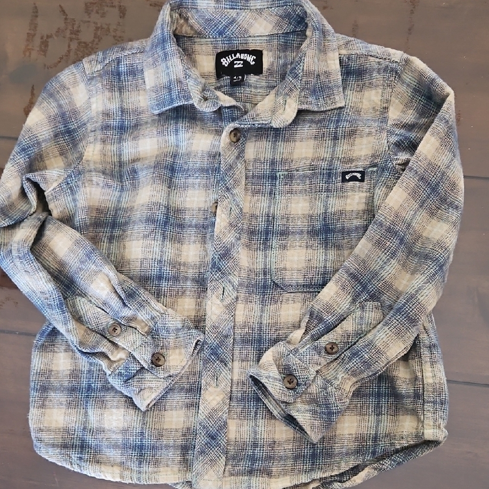 Billabong Blue and Tan Plaid Shirt